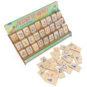 Brinquedo Educativo Alfabeto Móvel Degraus Cursivo MDF