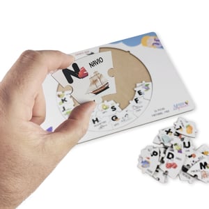 Brinquedo Educativo Quebra Cabeça Alfabeto Caracol Mdf
