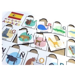 Brinquedo Educativo Tabuleiro Encaixe Alfabeto Bilingue Espanhol Mdf