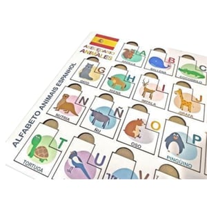 Brinquedo Educativo Tabuleiro Encaixe Alfabeto Bilingue Espanhol Mdf