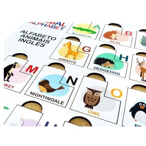 Brinquedo Educativo Tabuleiro Encaixe Alfabeto Bilingue Inglês Mdf