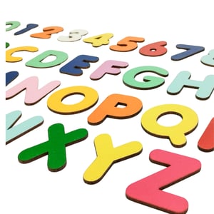 Brinquedo Educativo Tabuleiro Encaixe Alfabeto + Numerais Mdf Branco