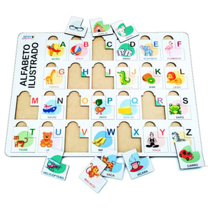 Brinquedo Educativo Tabuleiro Encaixe Alfabeto Português Mdf