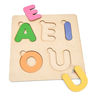 Brinquedo Educativo Tabuleiro Encaixe Vogais Mdf