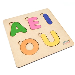 Brinquedo Educativo Tabuleiro Encaixe Vogais Mdf