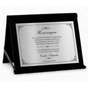 Placa de Homenagem Personalizada com Pasta Veludo 23x33cm
