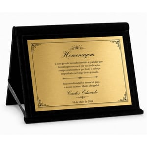 Placa de Homenagem Personalizada com Pasta Veludo 23x33cm