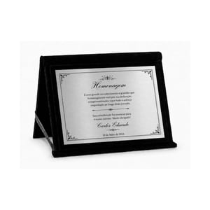 Placa de Homenagem Personalizada com Pasta Veludo 16x20cm