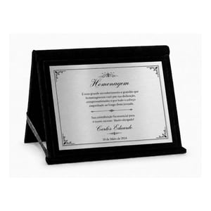 Placa de Homenagem Personalizada com Pasta Veludo 18x24cm