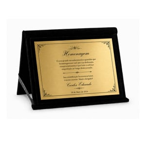 Placa de Homenagem Personalizada com Pasta Veludo 18x24cm