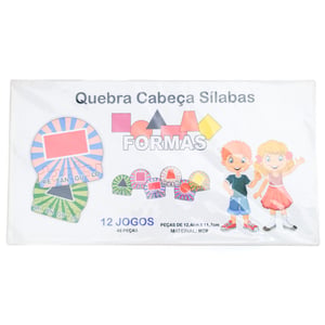12 Kits Quebra Cabeça Educativo Sílabas Formas MDF