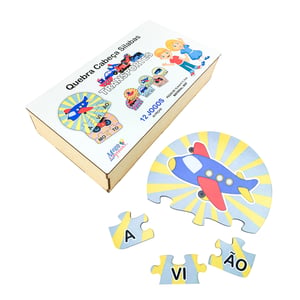 12 Kits Quebra Cabeça Educativo Silabas Transporte MDF