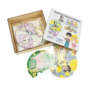 6 Kits Quebra Cabeça Educativo Sílabas Animais em MDF