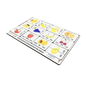 Brinquedo Educativo Tabuleiro Quebra Cabeça Silabas Frutas MDF