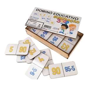 Dominó Jogo Educativo Pedagógico Matematico Subtração 28pcs  MDF