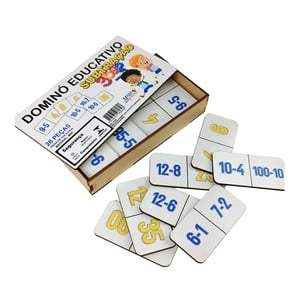 Dominó Jogo Educativo Pedagógico Matematico Subtração 28pcs  MDF