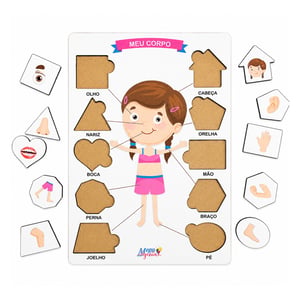 Brinquedo Educativo Tabuleiro Encaixe Corpo Humano Menina Mdf