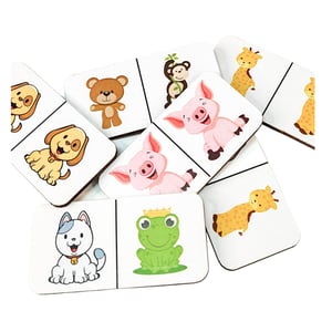 Dominó Jogo Educativo Pedagógico Animais 28pcs Mdf