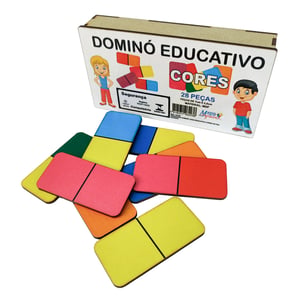 Dominó Jogo Educativo Pedagógico Cores 28pcs Mdf
