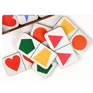 Dominó Jogo Educativo Pedagógico Formas E Cores 28pcs Mdf