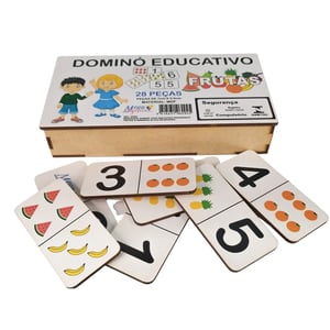 Dominó Jogo Educativo Pedagógico Frutas 28pcs Mdf