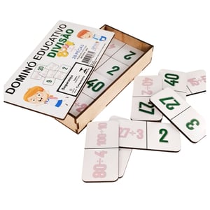 Dominó Jogo Educativo Pedagógico Matemático Divisão 28pcs Mdf
