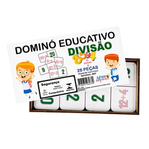 Dominó Jogo Educativo Pedagógico Matemático Divisão 28pcs Mdf