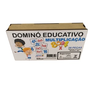 Dominó Jogo Educativo Pedagógico Matematico Multiplicação 28pcs Mdf