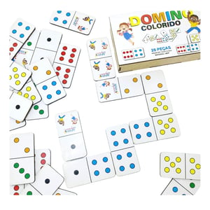 Dominó Jogo Educativo Pedagógico Tradicional 28pcs Mdf