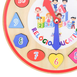 Brinquedo Educativo Pedagógico Relógio 2 Com Formas MDF