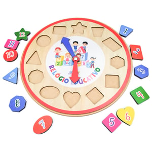 Brinquedo Educativo Pedagógico Relógio 2 Com Formas MDF