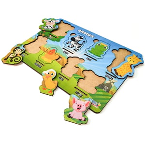Brinquedo Educativo Tabuleiro Encaixe Animais Mdf