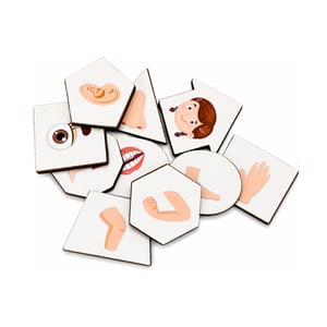 Brinquedo Educativo Tabuleiro Encaixe Inglês Corpo Humano Menina Mdf