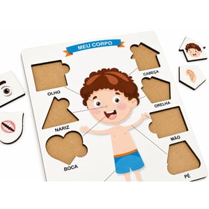 Brinquedo Educativo Tabuleiro Encaixe Corpo Humano Menino Mdf