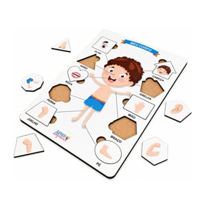 Brinquedo Educativo Tabuleiro Encaixe Corpo Humano Menino Mdf