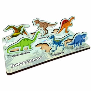 Brinquedo Educativo Tabuleiro Encaixe Dinossauro Mdf