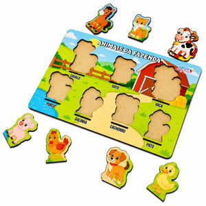 Brinquedo Educativo Tabuleiro Animais Da Fazenda Mdf