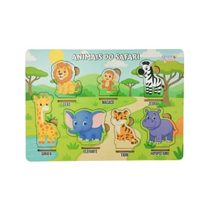 Brinquedo Educativo Tabuleiro Encaixe Safari Mdf