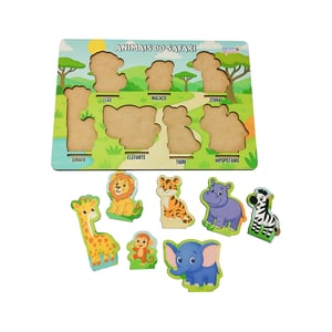 Brinquedo Educativo Tabuleiro Encaixe Safari Mdf