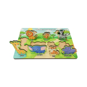 Brinquedo Educativo Tabuleiro Encaixe Safari Mdf