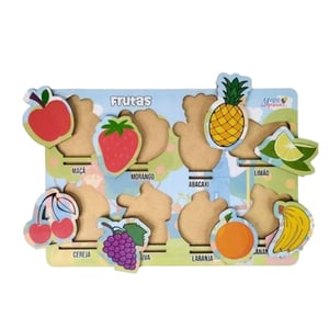 Brinquedo Educativo Tabuleiro Encaixe Frutas Mdf