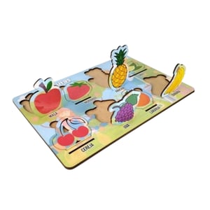 Brinquedo Educativo Tabuleiro Encaixe Frutas Mdf