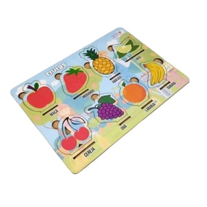 Brinquedo Educativo Tabuleiro Encaixe Frutas Mdf