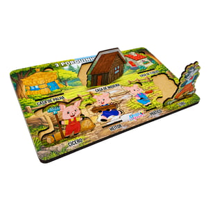 Brinquedo Educativo Tabuleiro Encaixe Os Três Porquinhos Mdf