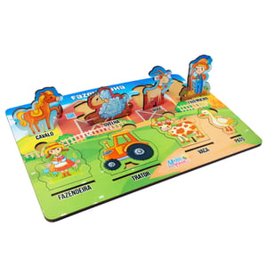 Brinquedo Educativo Tabuleiro Encaixe Fazendinha Mdf
