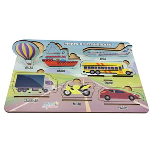 Brinquedo Educativo Tabuleiro Encaixe Meios De Transporte Mdf