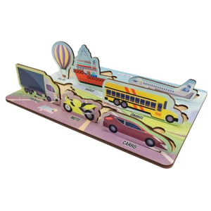 Brinquedo Educativo Tabuleiro Encaixe Meios De Transporte Mdf