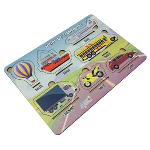 Brinquedo Educativo Tabuleiro Encaixe Meios De Transporte Mdf