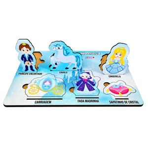 Brinquedo Educativo Tabuleiro Encaixe Cinderela Mdf