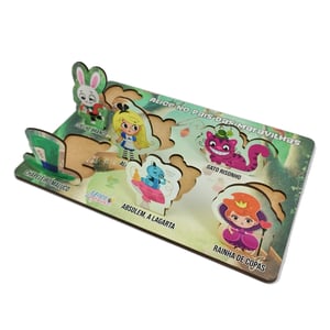 Brinquedo Educativo Tabuleiro Encaixe Alice No País Das Maravilhas Mdf